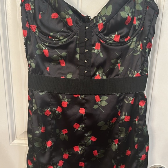 For Love and Lemons Love Song Dress Mini Dress Black Res Flowers Size XS - Picture 4 of 15